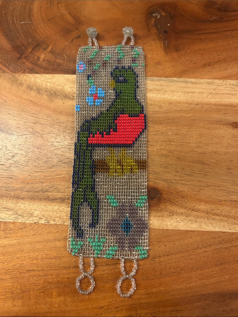 Indigenous Seed Art Beaded Bird Bracelet